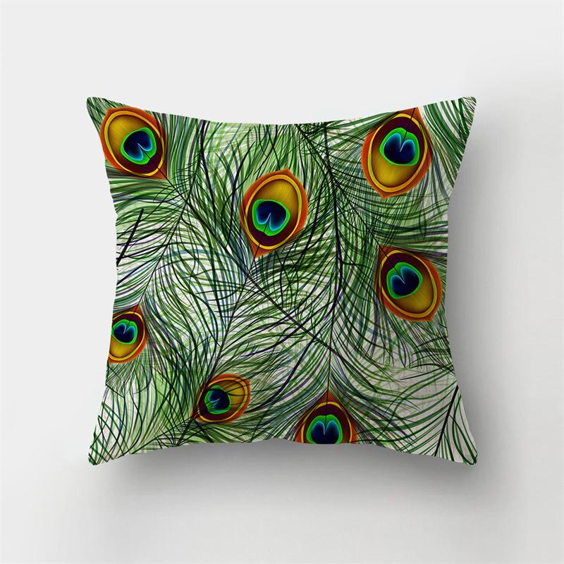 Peacock Feather Printed Pattern Cushion Cover for Home Living Room Sofa Car Bedroom Decoration Pillow Cover