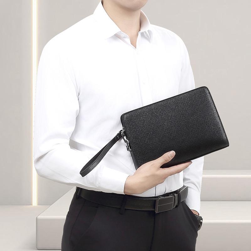 Men's Handbag Genuine Leather Code Lock Premium Touch Clutch Bag Men's Business Large Capacity Men's Clutch Bag