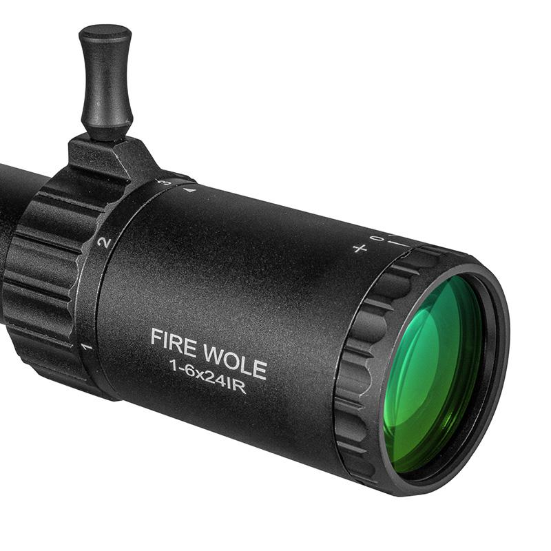 FIRE WOLF HD 1-6X24 ИК Компактный охотничий прицел Тактический прицел Стеклянное гравированное перекрестие Широкоугольный оптический прицел