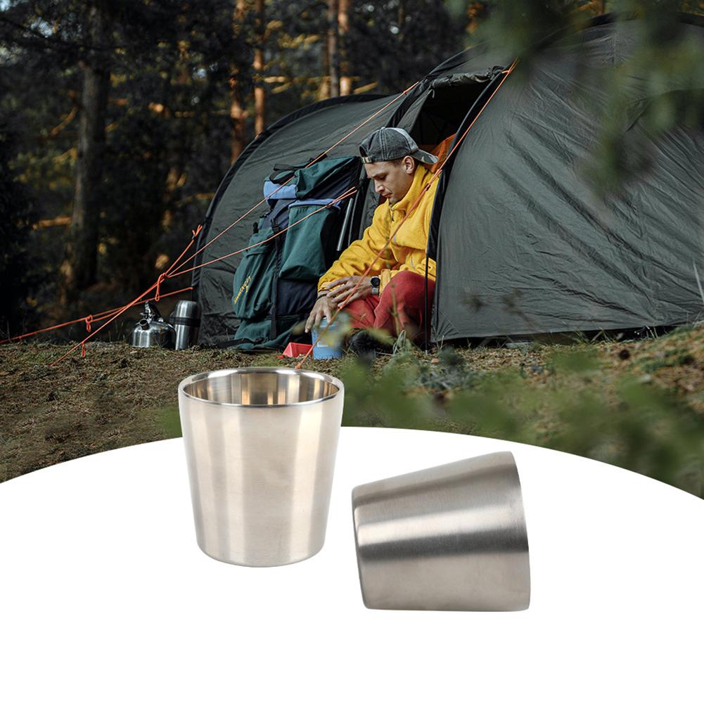 Stainless Steel Cups, 6.16oz Double-wall Tumbler, Thick SUS304 Stainless Steel Construction, Mug Cafe Supplies Cup For Home Restaurant Office Party Ca
