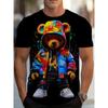 Hip-hop Style Cartoon Bear Print Men's T-shirt Summer Casual Everyday Top Urban Street Fashion Men's Oversized Short Sleeve Tees