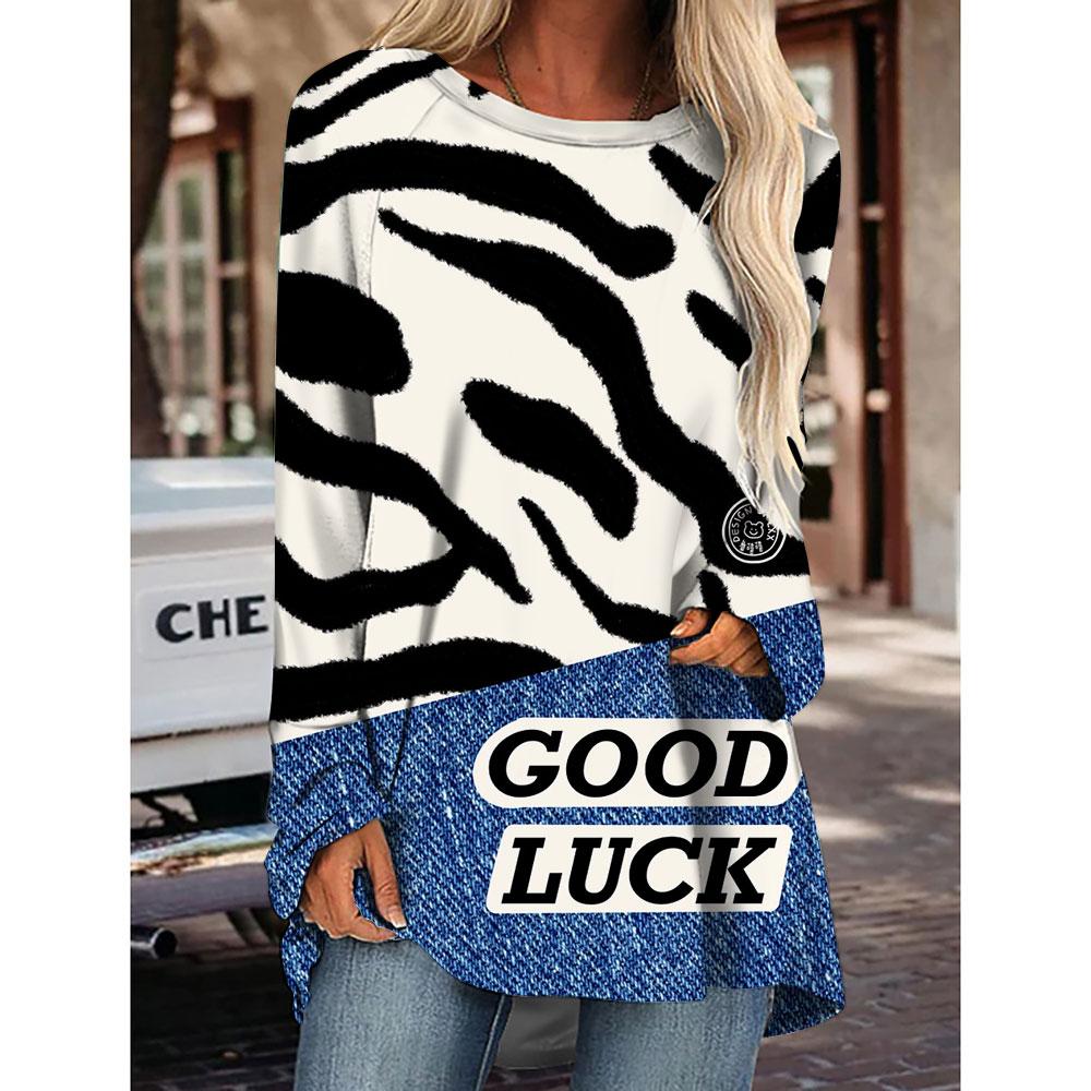 Модный дизайн женская полосатая леопардовая футболка для женщин, девочек, праздничная одежда, свободная осенне-зимняя длинная футболка, топы, футболки
