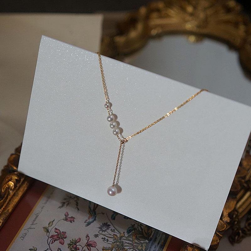 ANENJERY Жемчужное ожерелье для женщин, простое темпераментное регулируемое ожерелье с кисточками, ювелирные изделия на ключице