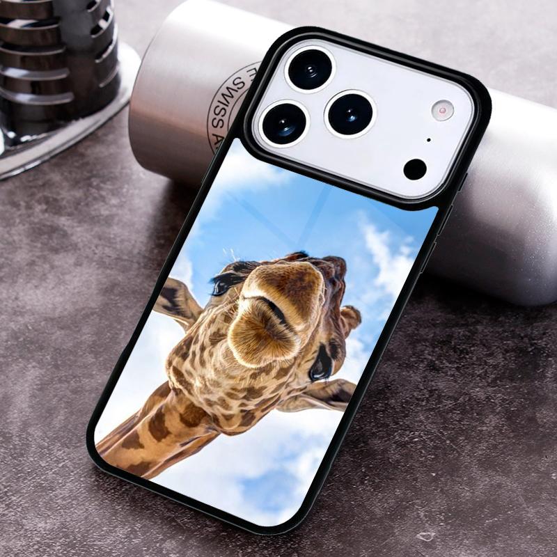 Animal Funy Grey Giraffes with Glasses Phone Case For iPhone 17 16 15 14 13 12 11 Pro Max Plus 17Air Soft Silicone Cover