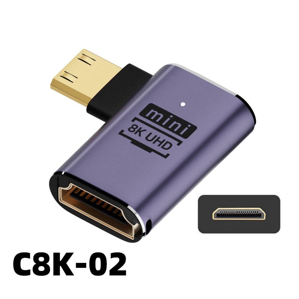 90 градусов Мужской на Женский HD 2.1 Mini / Micro HD в HDMI-совместимый конвертер 8K 60HZ HDTV адаптер