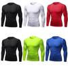 Men's Colorful Quick-Dry Compression Tights Long Sleeve Running Shirt - Breathable Elastic Base Layer for Sports Fitness