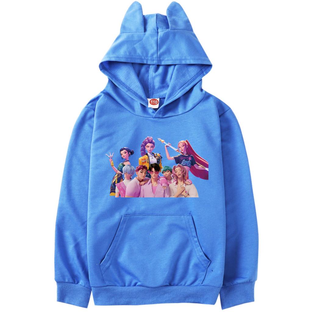 Детские Девочки Аниме Мультфильм K-Pop Руми Зои Мира С Принтом Кошачьи Ушки Повседневные Толстовки с Длинным Рукавом и Капюшоном