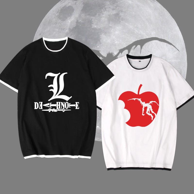 Death Note T-Shirt Mens Anime Manga Short Sleeve Crew Neck Fake Two-Piece Casual Top