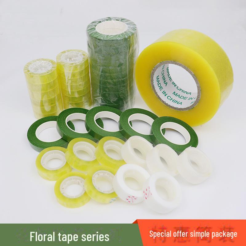 Прозрачная клейкая лента с цветочным узором для канцелярских товаров и упаковки.