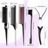 8pcs Hair Styling Comb Set Teasing Hair Brush Triple Teasing Comb Rat Tail Combs Hair Edge Brush Hair Tail Tools Braid Tool Loop