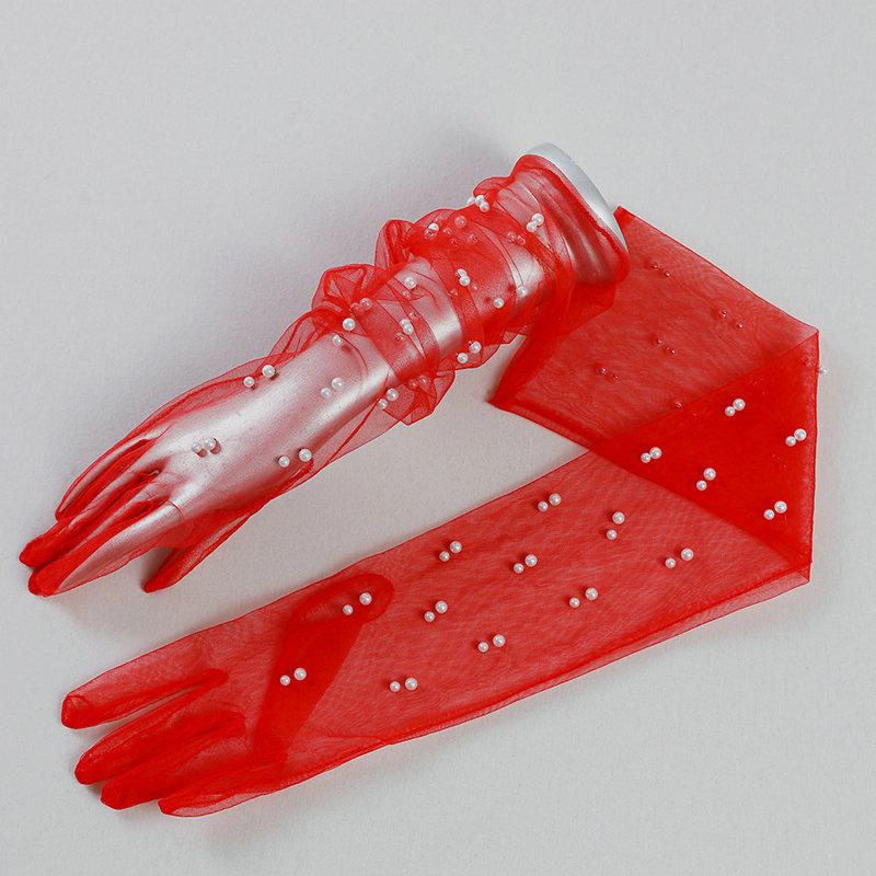 Белые свадебные перчатки Сетчатые перчатки Длинные перчатки Белые перчатки из пряжи Свадебные перчатки