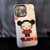 Милый чехол для телефона Pucca с сердечками для iPhone 16,15,14,13,12,11,8,7, Pro, Max, Plus, Mini, XS, SE, противоударный, черный, матовый, жесткий