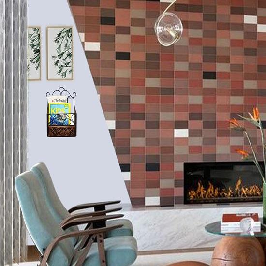 Настенная полка для журналов, газет и книг из дерева и кованого железа высотой 38 см. Настенные держатели журналов.