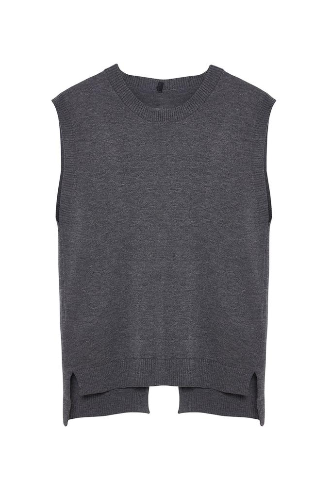 Женский модный стильный свитер антрацитовый широкий трикотаж с круглым вырезом