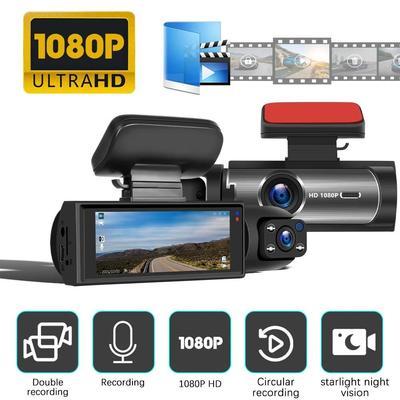 Новый автомобильный видеорегистратор с двумя объективами 1080 HD, 3,16-дюймовый, камера видеорегистратора для вождения, видеорегистратор заднего вида с функцией циклической записи и ночным видением HD