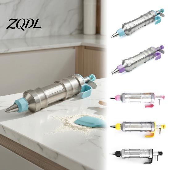 Handheld Dough Extruder Stainless Steel Icing Dispenser with Nozzles, Cookie Press And Cake Decorating Tool, Reusable Frosting Piping Set for