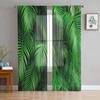Зеленые листья, тропические джунгли, растения, Тюль, прозрачные оконные шторы для гостиной, спальни, современная вуаль, занавески из органзы, шторы