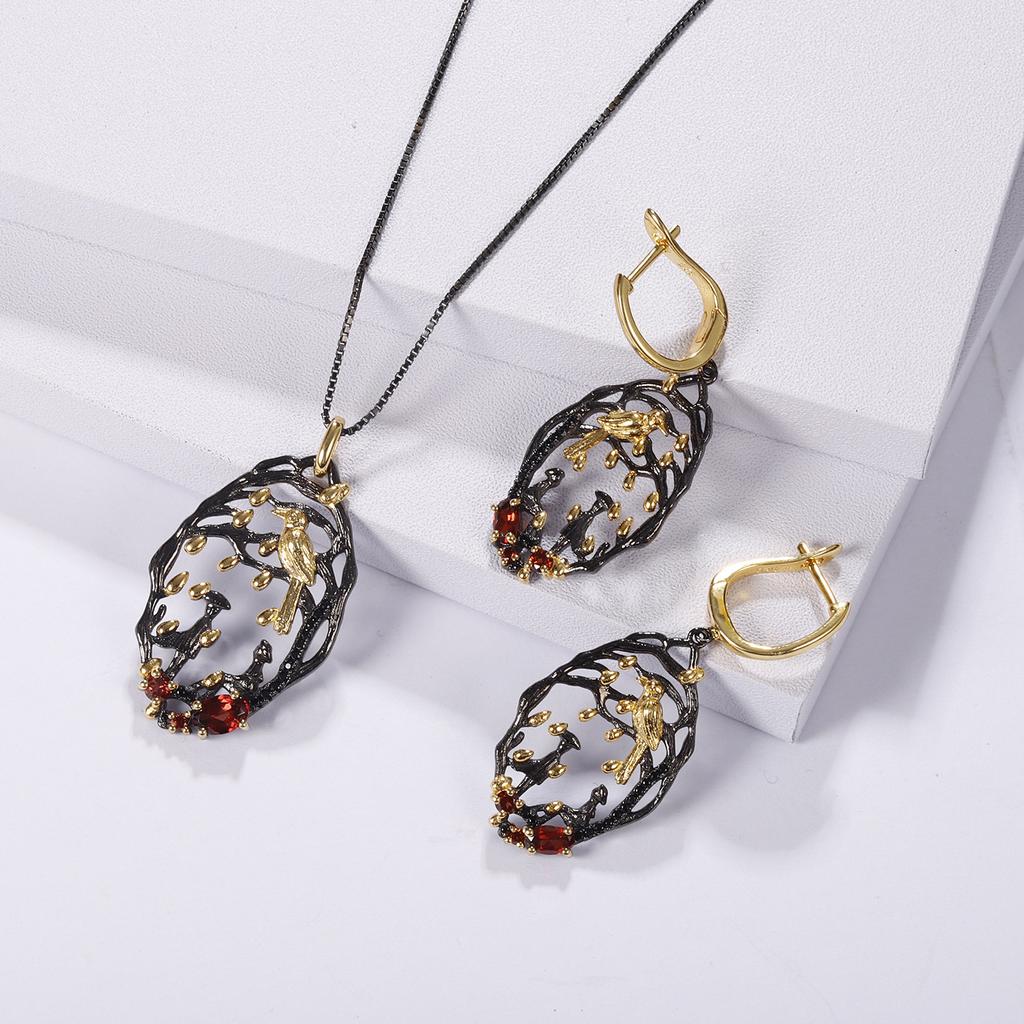 Оригинальные дизайнерские серьги в стиле ретро S925, серебряные серьги с драгоценными камнями, серьги с цветочным дизайном мечты и натуральным гранатом