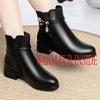 Women's Short Boots Velvet Flat Non-slip Leather Shoes Winter Flat-heeled Cotton Shoes