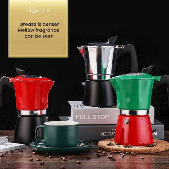 Кофеварка Moka Pot Espresso на 150/300 мл, 3-чашечная, 6-чашечная, герметичная, итальянская кофеварка для плиты