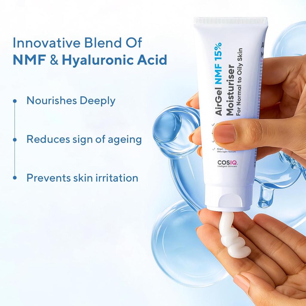 Cos-IQ AirGel NMF 15% Face Moisturizer For Oily To Normal Skin Fast Absorbing Hydrating Gel Cream For Women And Men 100ml