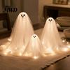 Spooky Party Decorations 3Pcs Halloween Lighted Ghost Table Decor, LED Lamp, White Luminous Indoor Outdoor Yard Decor Centerpiece, Tabletop