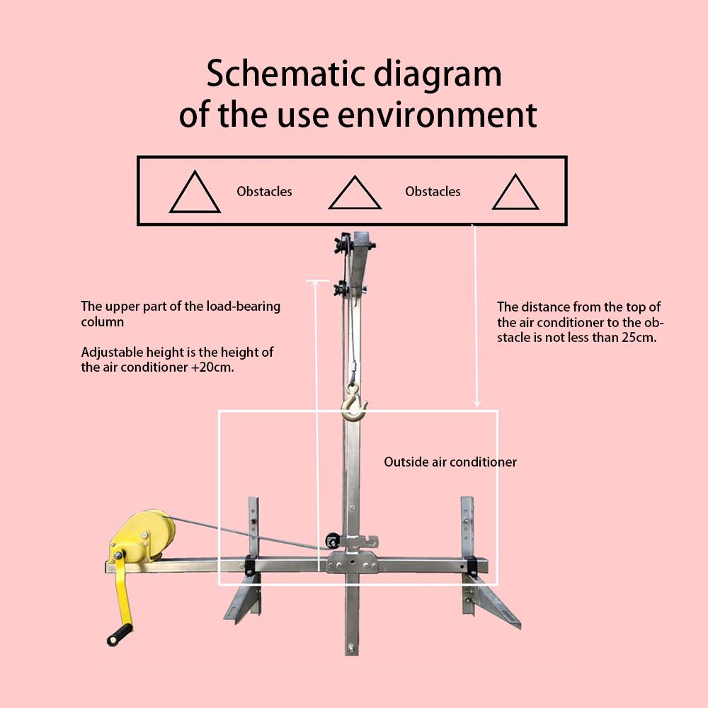 Air Conditioner Hanging Bracket Outside Cranking Folding Lifting Small Crane Bracket Aerial Installation Repair Tool