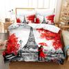 3D Eiffel Tower Bedding Set French Romantic Love Duvet Cover 2/3 Pieces AU180 * 210 Single/Double Soft Washable Home Decoration