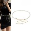 Sweet Pearls Women's Metal Thin Waist Chain with Skirt Decoration Versatile Personality Chain Belt Narrow Style for Girls