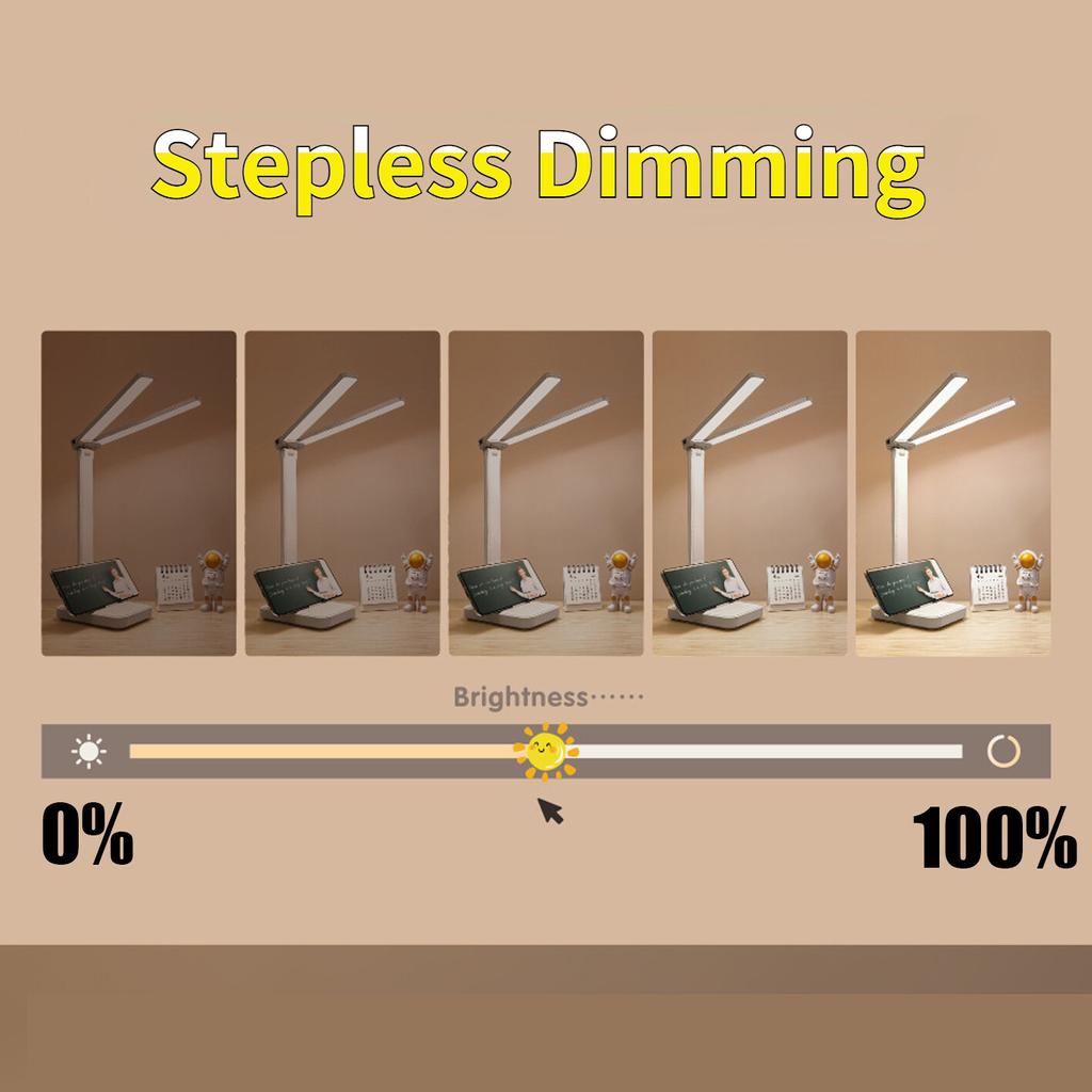 Светодиодная настольная лампа, 3 уровня, сенсорный ночник с регулируемой яркостью, USB перезаряжаемая защита глаз, складная настольная лампа для спальни, прикроватная тумбочка