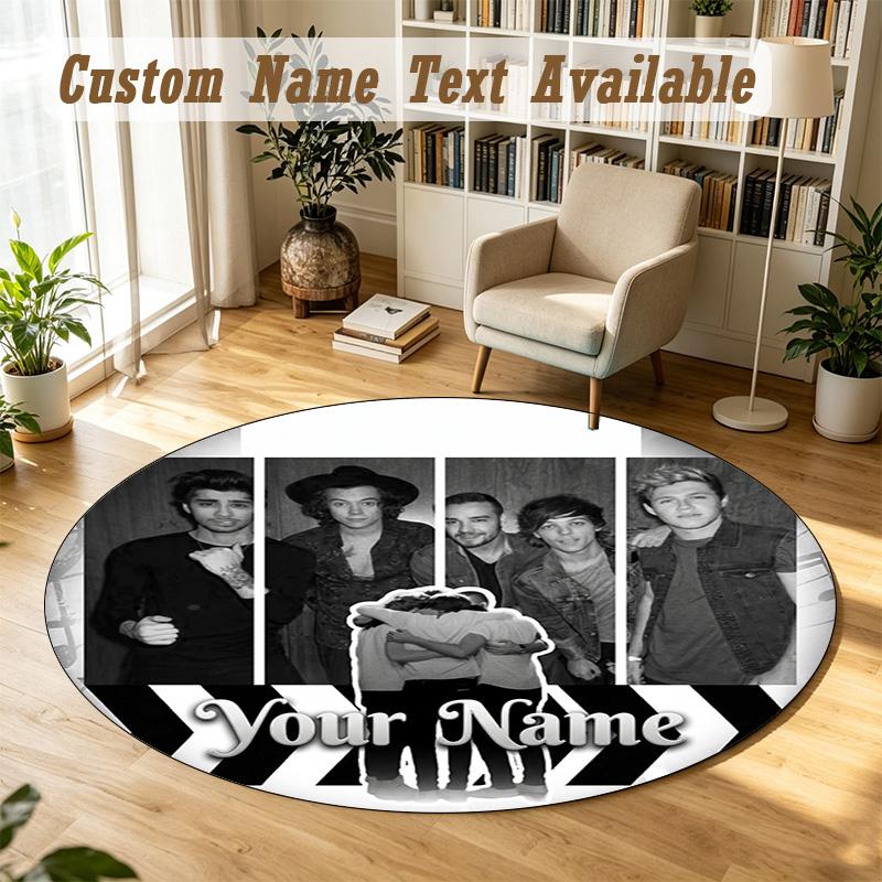 Round Rug Custom NameArctic Monkeys Pattern Non Slip Carpet Home Floor Decor