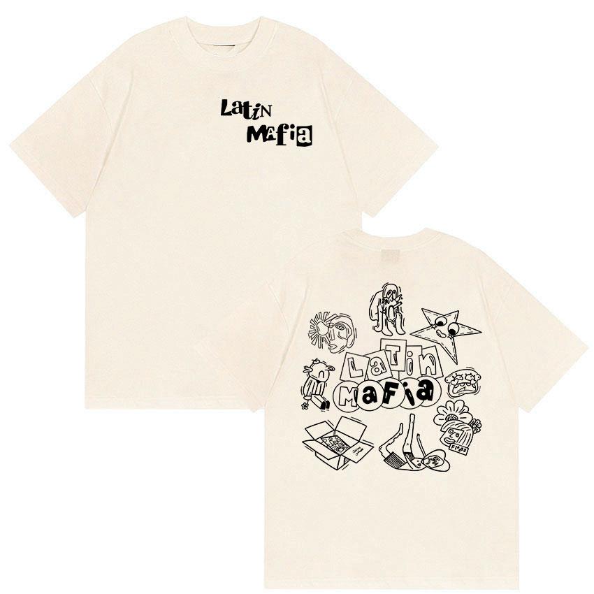 Rapper Latin Mafia Album 2026 Print T Shirts Unisex Unisex Pop Fans Loose Fashion Clothing Tshirt Casual Cotton Short Sleeve Tshirt