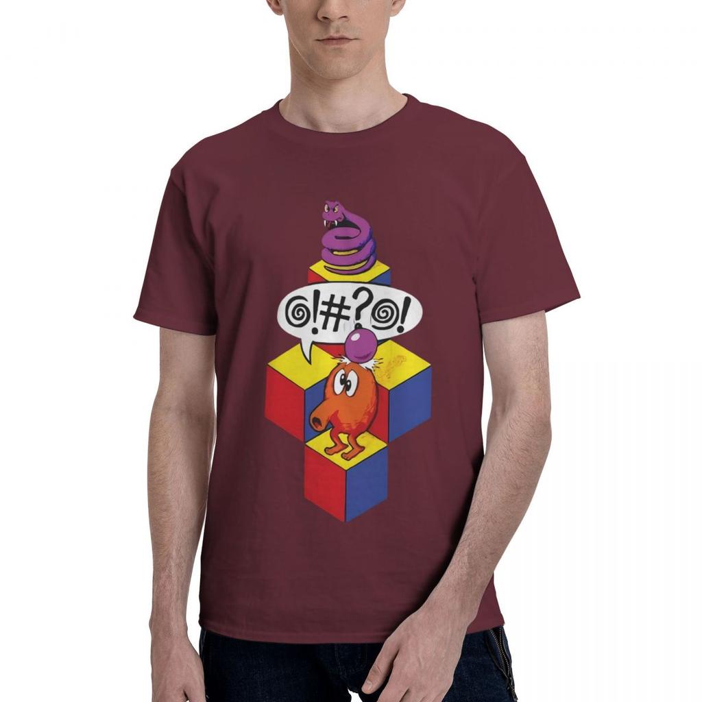 Аркадный Классический Видеоигровой Персонаж Qbert 100% Хлопок Повседневная Дышащая Удобная Аниме Дизайнерская Одежда Мужские Футболки Мужчины
