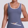 Womens Dual-Tone Double-Sided Brushed Fit Breathable Longline Sports Tank Top Running Gym Yoga