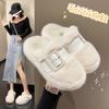 Internet Celebrity Bag Head Half Slippers Women's Outer Wear 2025 Autumn and Winter New High-end Muffin Mao Mao Shoes Platform Cotton Slippers