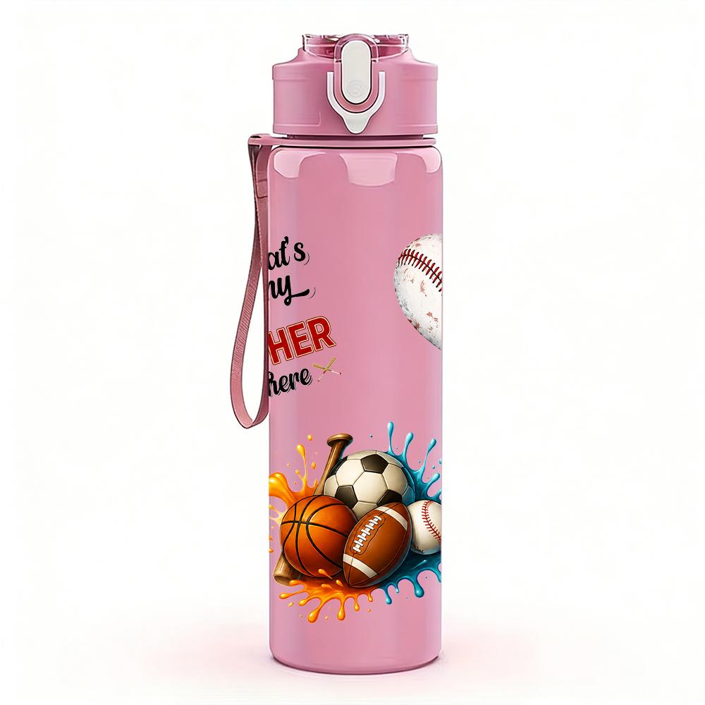 1PC Sport Ball Baseball Graphic 750ml Color Plastic Water Bottle Leakproof Flip Straw Lid For Sports Office Home Use