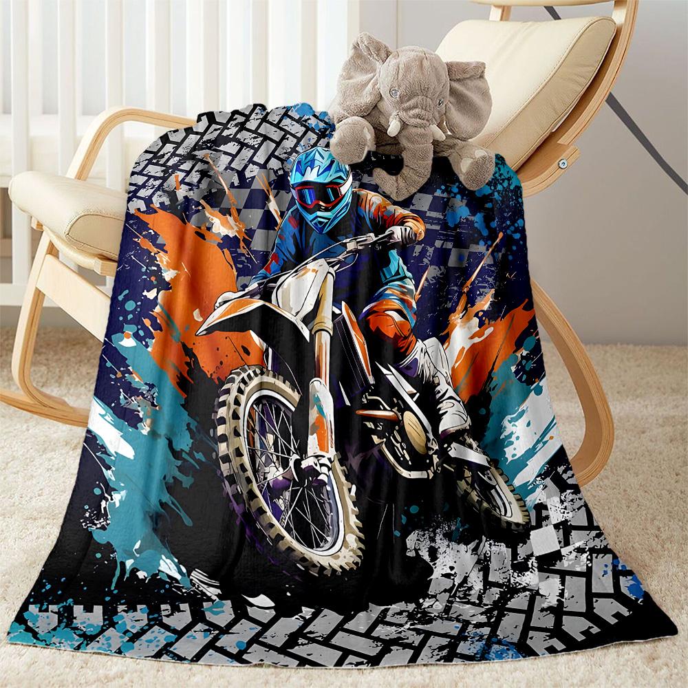 Motocross Adventure Sport Flannel Blanket - Soft and Suitable for Sofas, Beds, Offices, Travel, All Seasons, and The Best Gift for The Holidays.