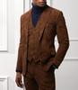 BROWN Men's Handmade Stylish Formal Work Party Real Soft Suede Leather Blazer Coat
