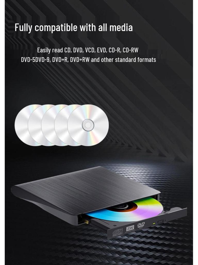 Внешний оптический DVD/CD RW привод для ноутбука, с двойным интерфейсом USB 3.0 Type-C, с текстурированной поверхностью