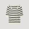 Shs Miss Stripe Square Neck Short Sleeve Knit Sskpoo21540 Cr