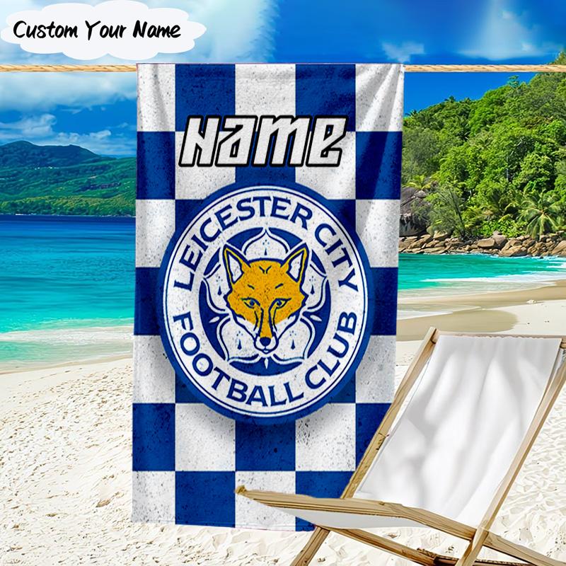 1PC Custom Name Beach Towel Leicester Football Club Beach Towel, Suitable for Camping, Travel, Beach Accessories, Super Absorbent, Family Gift