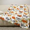 Pumpkin Flannel Blanket Floral Print Blanket Thanksgiving Air Conditioning Blanket Blanket Nap