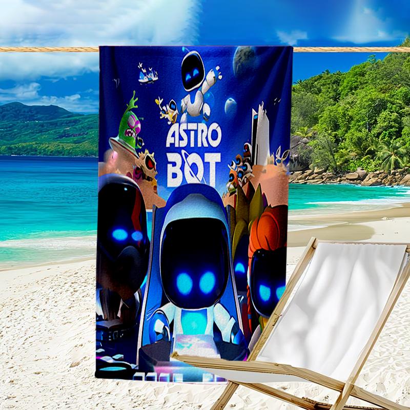 proof beach towel with a Astro Bot pattern - soft,absorbent,quick-drying,machine washable - perfect for swimming,camping,bathing