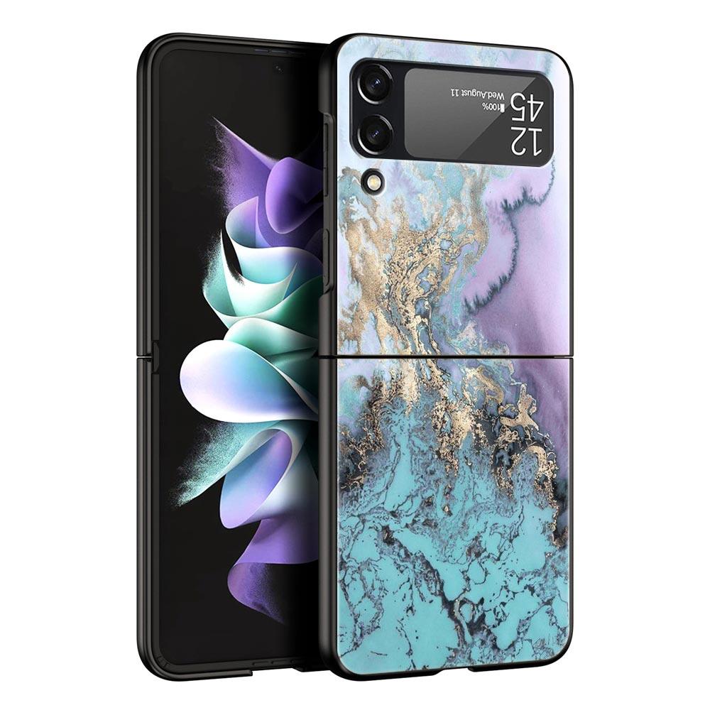Винтажный Мраморный Жесткий ПК Чехол Для Телефона Для Samsung Galaxy Z Flip 7 6 5 4 Черная Крышка Для Galaxy Z Flip 3 Складной Корпус Fundas Capas