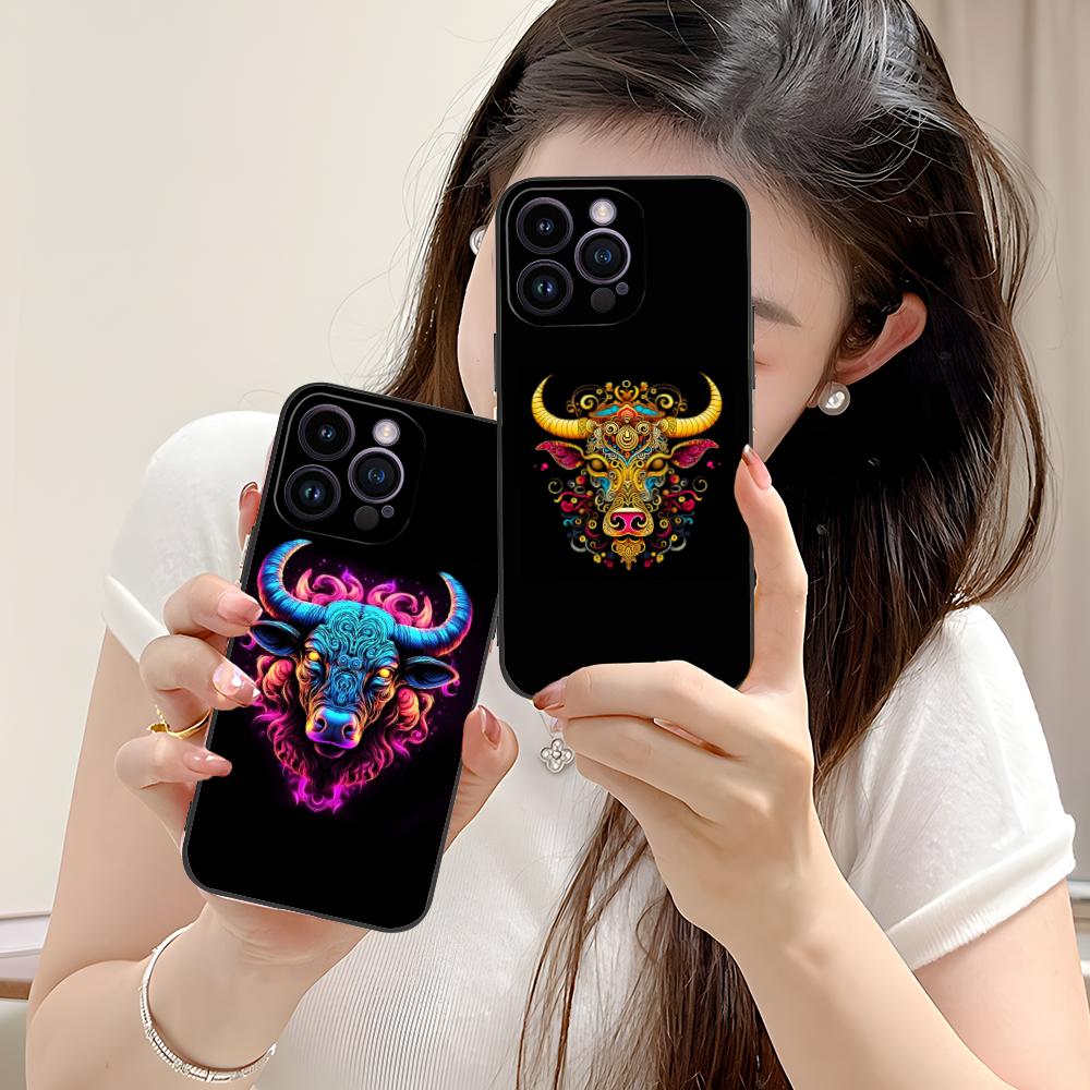 Чехол для телефона с бычьей головой для iPhone 17 16 15 14 13 12 11 X XR XS 8 7 Air Pro Max Plus Mini Мягкий ТПУ Ударопрочный Чехол