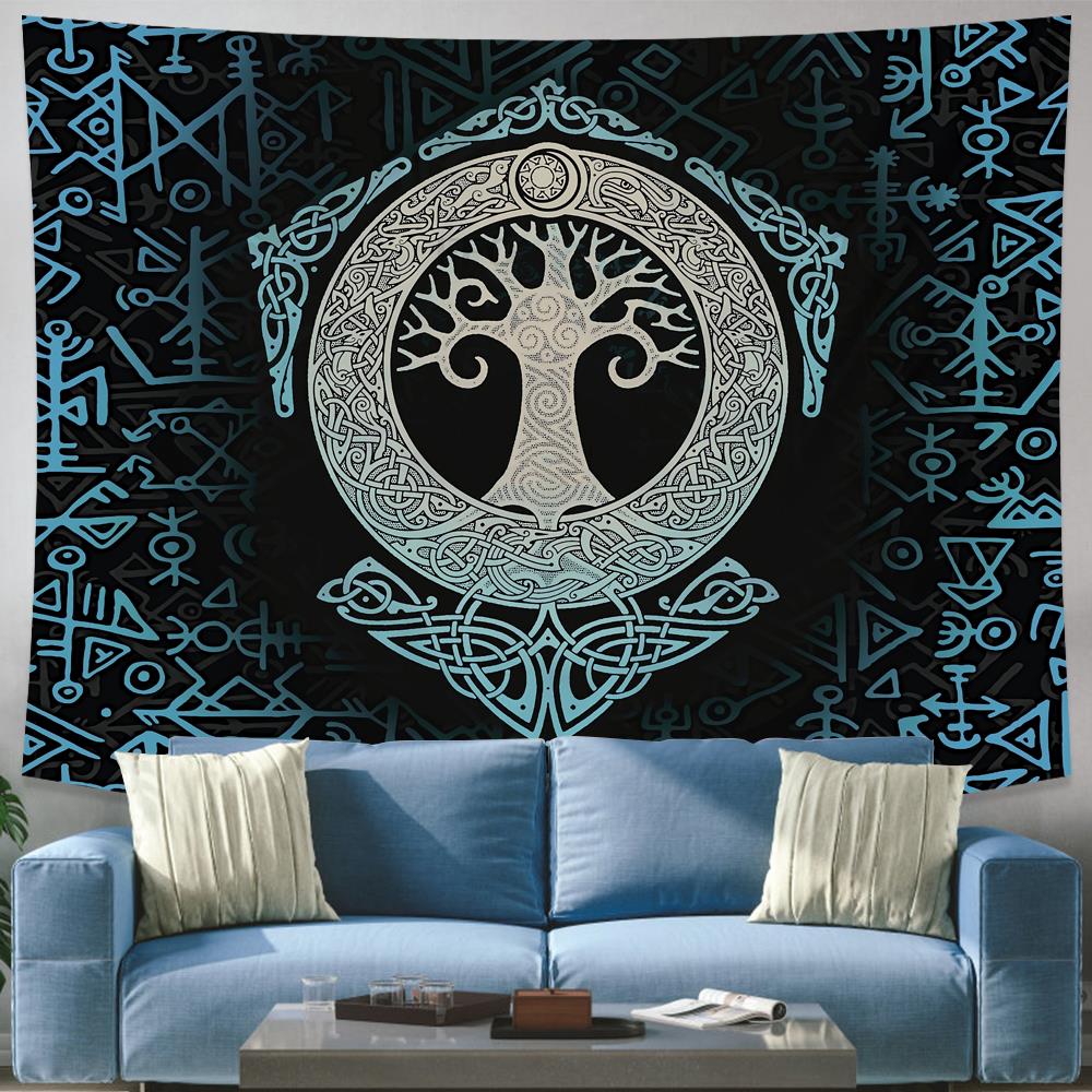 FFO Шлем Викинга Череп Молот Одина Миф Рог Печатный Узор Гобелен Главная Спальня Гостиная Настенный Декор Фон Тканевый Гобелен