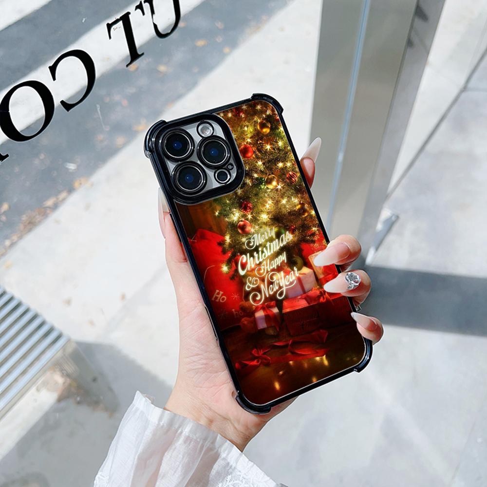 Чехлы для телефонов Ae115 Merry Christmas Happy New Year из гальванизированного ТПУ для iPhone 16 15 13 11 Pro Max 14 Plus Infinix Smart 8 с четырьмя углами защиты