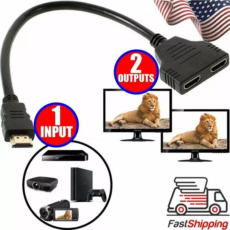 Hdmi 2 Dual Port Y Splitter 1080P Hdmi V1.4 Male To Double Female Adapter Cable