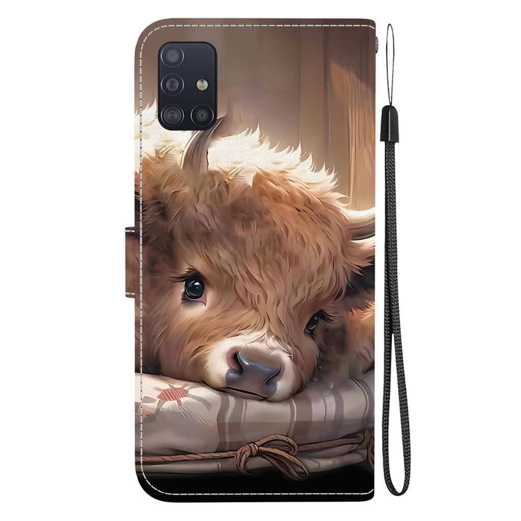 Чехол-книжка из искусственной кожи ручной работы для Samsung Galaxy A51 5G (SM-A516F/A516B)- Противоскользящий ударопрочный чехол с ремешком на запястье и дизайнами в виде сердец/роз и кошек
