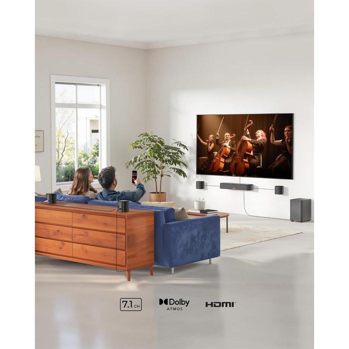 Саундбар ULTIMEA 7.1ch Dolby Atmos 350 Вт с сабвуфером и тыловыми колонками. HDMI eARC/Bluetooth/Оптический/AUX/USB. BassMX. Управление приложениями. Аура